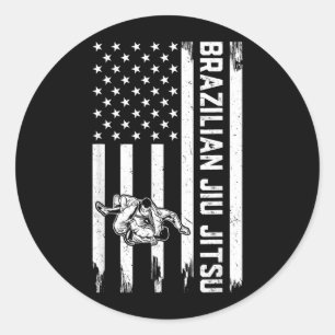 Adesivo Redondo Jiu Jitsu Brasileiro Bandeira dos EUA Jiu Jitsu Br