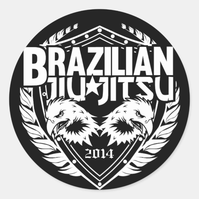 Adesivo Redondo Jiu-Jitsu brasileiro personalizável (Frente)