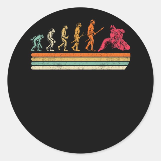 Adesivo Redondo Jiu Jitsu Evolution T-Shirt BRAZILIAN JITSU MMA (Frente)