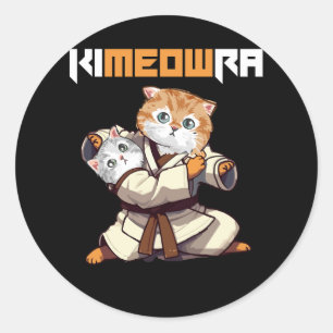 Adesivo Redondo Jiu Jitsu Kimura Kimeowra Cute Kawaii Cat Lover Fu
