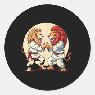Adesivo Redondo Jiu-Jitsu Leão Amante Taekwondo Judo Kung Fu