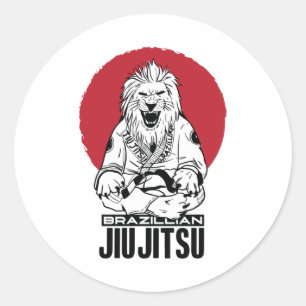 Adesivo Redondo Jiu Jitsu Lion Red Sunset