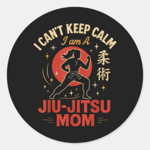 Adesivo Redondo Jiu Jitsu Mãe Retro Vintage Não Posso Manter Calma
