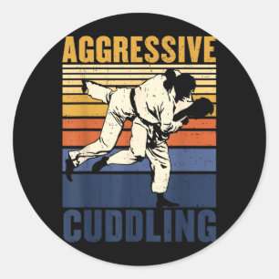 Adesivo Redondo Jiu Jitsu MMA BJJ Judo Abraço Agressivo