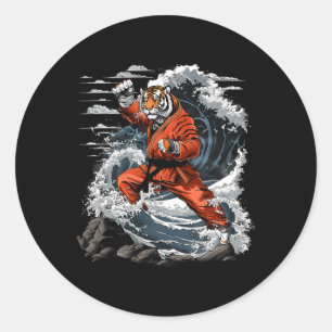 Adesivo Redondo Jiu-jitsu Tigre Kung Fu Taekwondo Kickboxing Marti