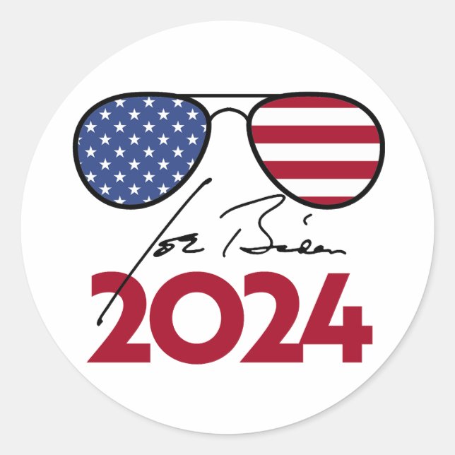 Adesivo Redondo Joe Biden Aviators 2024 (Frente)