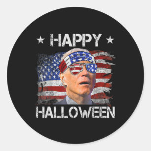 Adesivo Redondo Joe Biden engraçado Quatro 4 de Julho Feliz Hallow
