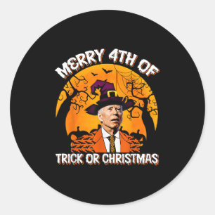 Adesivo Redondo Joe Biden Feliz 4º de Halloween Travessuras ou Doc