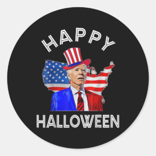 Adesivo Redondo Joe Biden Feliz Dia das Bruxas em julho