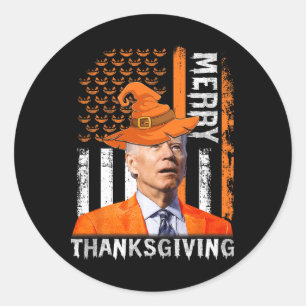 Adesivo Redondo Joe Biden Happy Halloween Feliz Ação de Graças