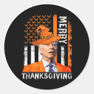 Adesivo Redondo Joe Biden Happy Halloween Feliz Ação de Graças US
