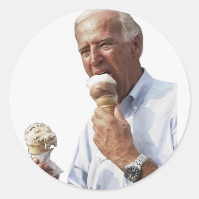 Adesivo Redondo Joe Biden Sorvete Meme (Frente)