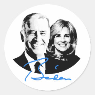 Adesivo Redondo Joe e Jill Biden Signature
