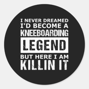 Adesivo Redondo Joelhos de Kneeboarding Masculino Engraçado