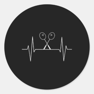 Adesivo Redondo Jogador Badminton Racket Heartbeat Badminton, Shut