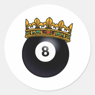 Adesivo Redondo Jogador Billiards King Crown Piscina Mesa Snooker