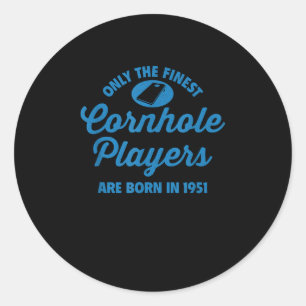 Adesivo Redondo Jogador Cornhole, de 74 anos, 1951, 74.o aniversár