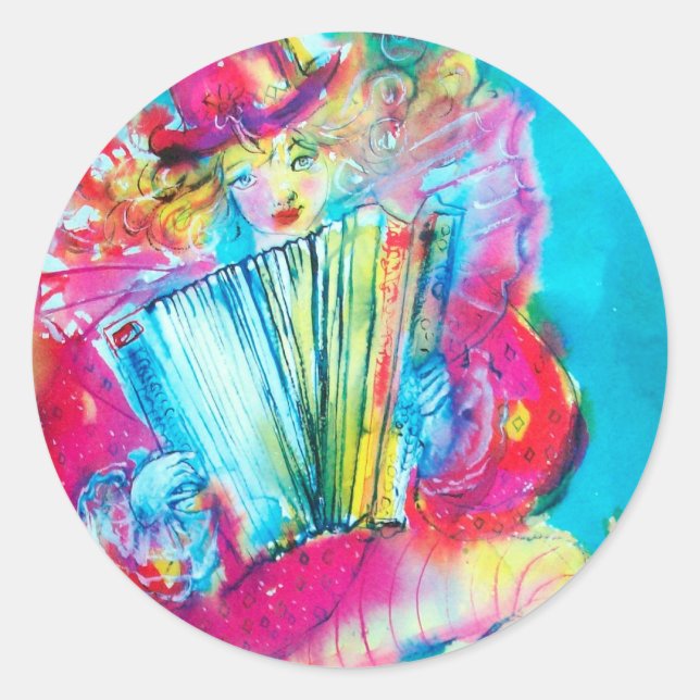 ADESIVO REDONDO JOGADOR DE ACCORDION À NOITE (Frente)