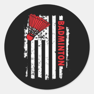 Adesivo Redondo Jogador de Badminton, Bandeira Dos Estados Unidos