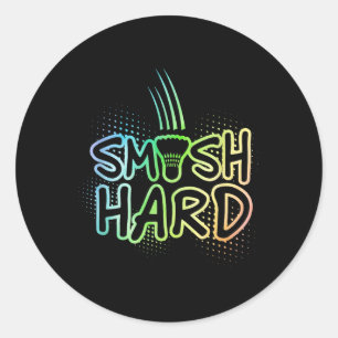 Adesivo Redondo Jogador de Badminton do Gráfico do Duro Smash Joga