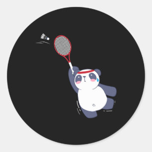Adesivo Redondo Jogador de Badminton do Panda Bear Solteiros dupli