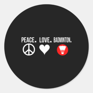 Adesivo Redondo Jogador de Badminton do Peace Love Badmitton