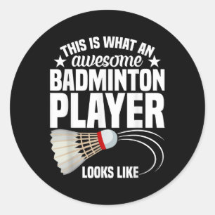 Adesivo Redondo Jogador de Badminton do Shuttle Match Incrível