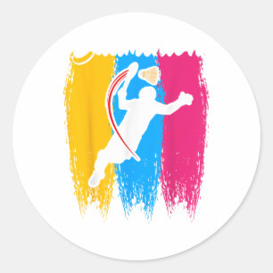 Adesivo Redondo Jogador de Badminton Encerra O Tempo De Esmagament