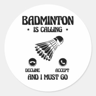 Adesivo Redondo Jogador de Badminton Engraçado Amor Shuttle Design