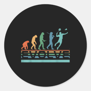 Adesivo Redondo Jogador de Badminton Evoluir Divertido Nerdy Evolu