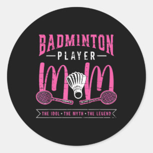 Adesivo Redondo Jogador De Badminton Mãe O Idol Racquet Sport Badm