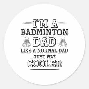 Adesivo Redondo Jogador de Badminton, Pai de Camisas de Badminton
