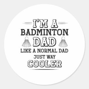 Adesivo Redondo Jogador de Badminton, Pai de Camisas de Badminton