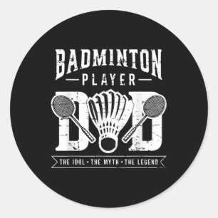 Adesivo Redondo Jogador de Badminton Pai O Jogador de Badminton Sh