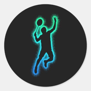 Adesivo Redondo Jogador de Badminton Peteca Homens Meninos Badmint