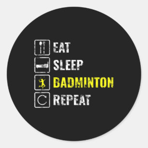 Adesivo Redondo Jogador de Badminton Raquete de Badminton Peteca