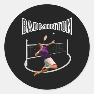 Adesivo Redondo Jogador de Badminton Shuttle Boys Jovens