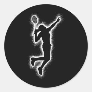 Adesivo Redondo Jogador de Badminton Shuttle Meninas Crianças Badm