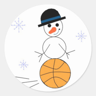 Adesivo Redondo Jogador de Basquete Boneco de Neve