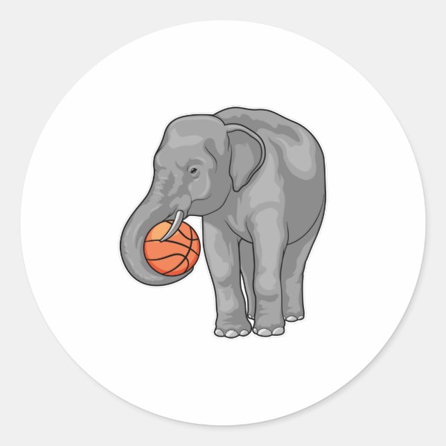 Adesivo Redondo Jogador de basquete de elefante (Frente)