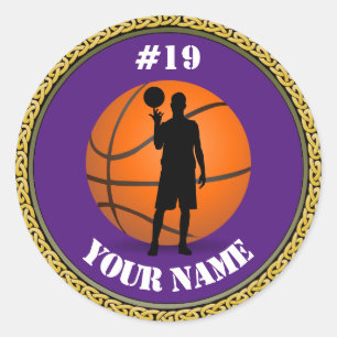 Adesivo Redondo Jogador de Basquete de Stickers - Adicionar Nome e