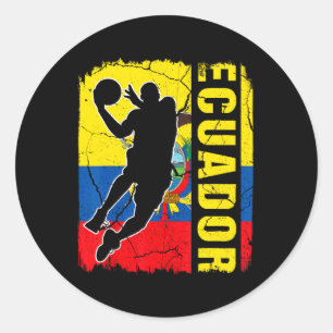 Adesivo Redondo Jogador de basquete equatoriano Flag Basketba