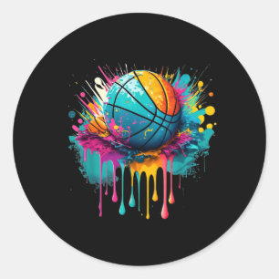 Adesivo Redondo Jogador de Basquete Equipe Basquete Jogador de Bas