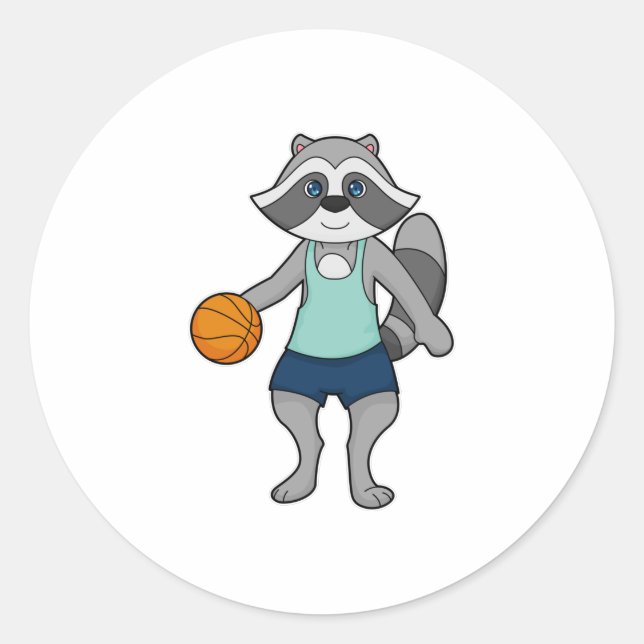Adesivo Redondo Jogador de basquete Racoon (Frente)