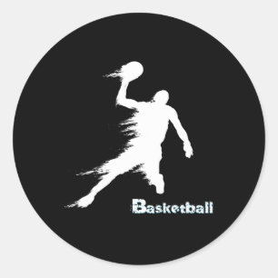 Adesivo Redondo Jogador De Basquete Silhout Em Movimento 2
