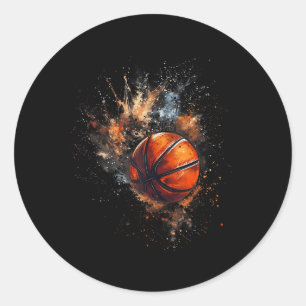 Adesivo Redondo Jogador de Basquetebol com Aquarela