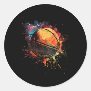 Adesivo Redondo Jogador de Basquetebol com Aquarela