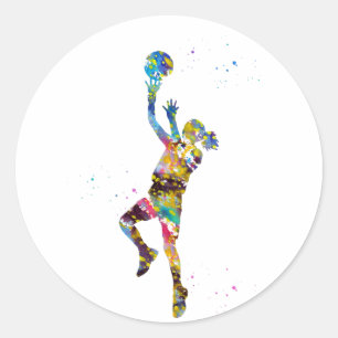 Adesivo Redondo Jogador de basquetebol da menina