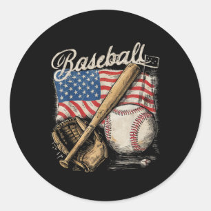 Adesivo Redondo Jogador de beisebol da bandeira americana Batedor