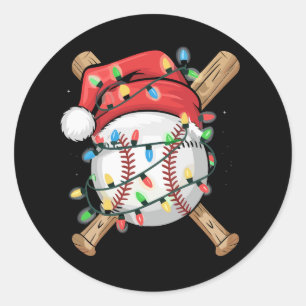 Adesivo Redondo Jogador de beisebol de Natal Esportes Papai Noel